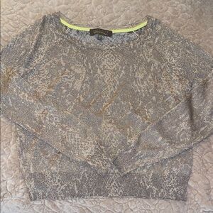Charlotte Tarantola Women's Animal Print Sweater with Gold Sparkle
